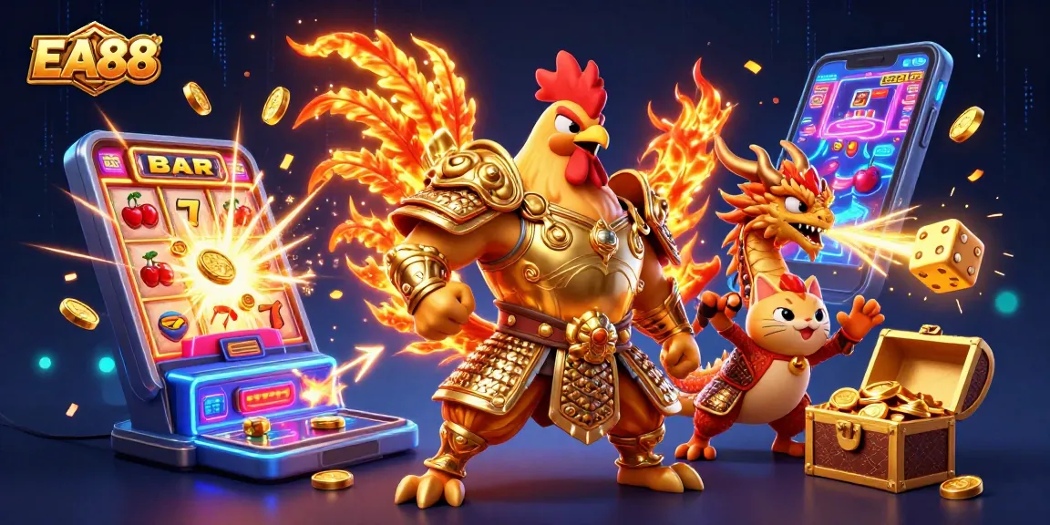 Engage with exciting EA88 casino gaming through dynamic characters and vibrant symbols.