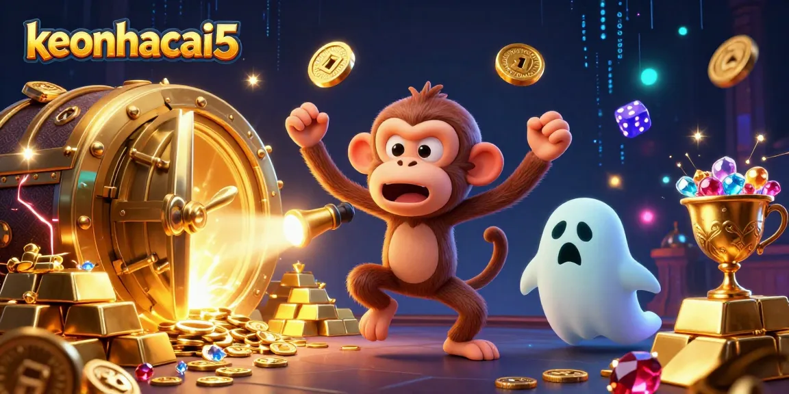 Experience keonhacai5 action with a playful poltergeist monkey and ghost-hunter puppy in a haunted casino.