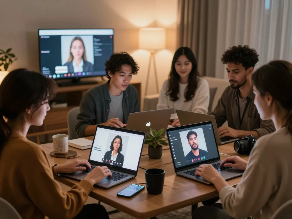 Engaging sexchat experience with diverse users in a cozy online setting, showcasing intimate connections.