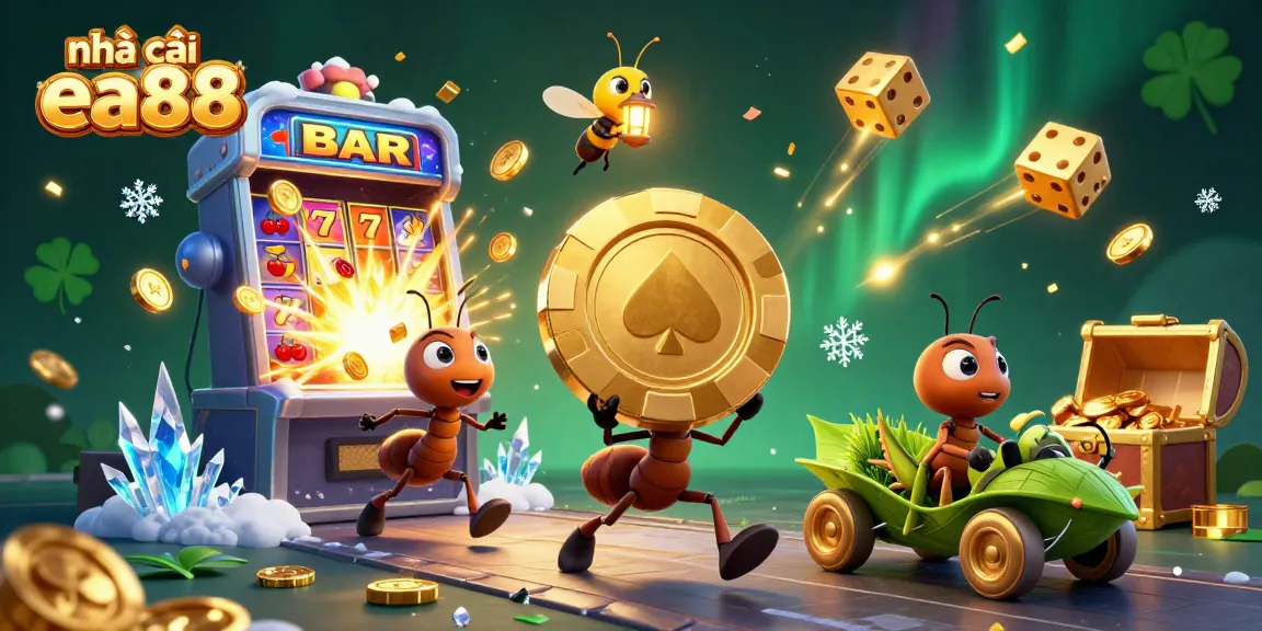 Experience an exhilarating heist with the team of ants at nhà cái ea88, showcasing grand casino elements and vibrant dynamics.
