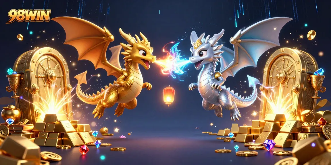 Engage with 98WIN's vibrant dragons amid treasures and casino rewards.