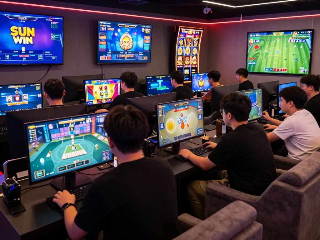 Players engaging on the Sun Win platform showcasing exciting gaming elements and vibrant atmosphere