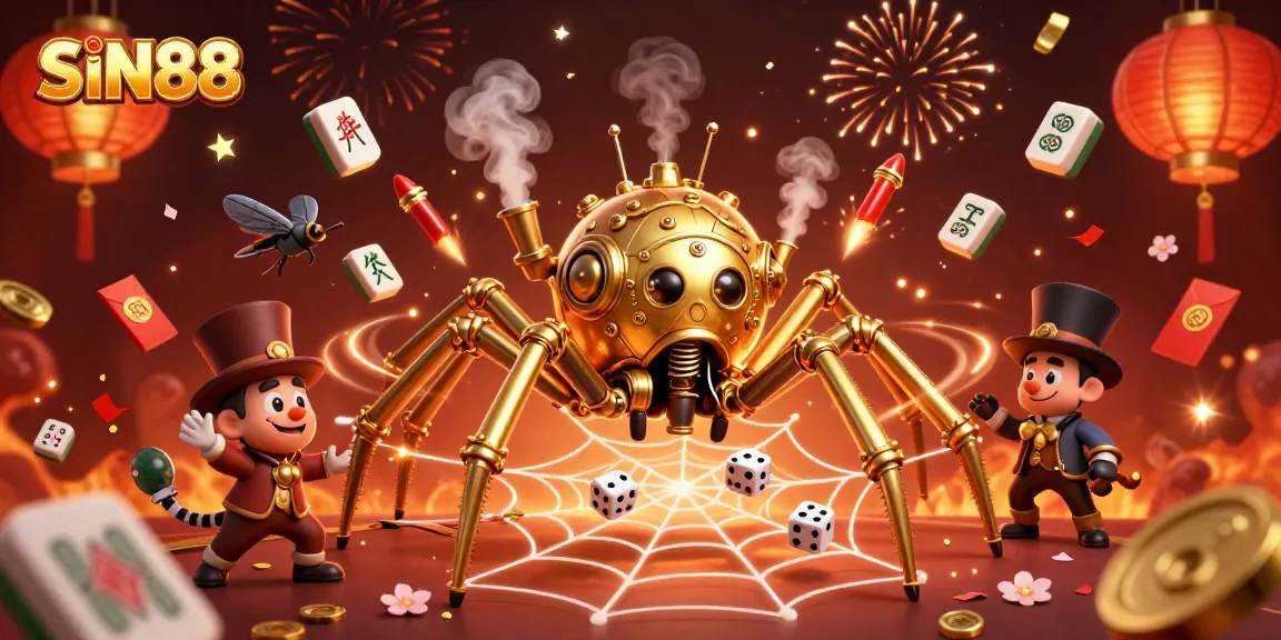 SIN88 brings excitement through a steampunk scene full of vibrant casino elements and animations.