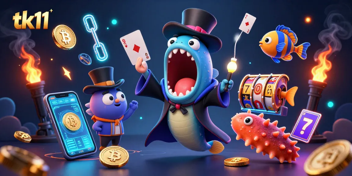 Engage with exciting tk11 gaming experiences featuring 3D illustrations of winning moves and vibrant casino elements.