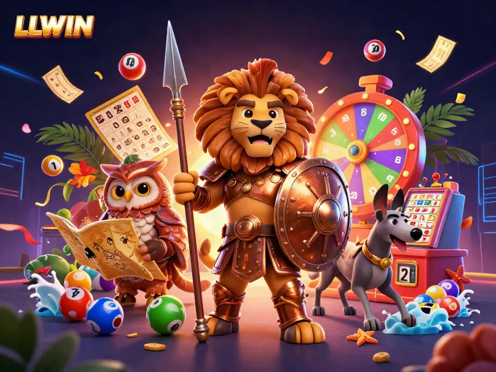 Experience the thrilling gameplay of LLWIN in this vibrant, dynamic casino illustration.