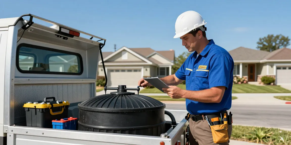 Professional septic service provider inspecting systems at local homes