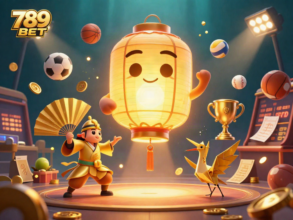 Place your bets at 789 BET with a vibrant casino scene filled with dynamic sports elements.