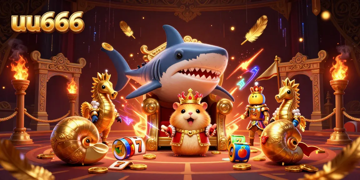 Experience thrilling gaming at uu666 with a vibrant casino scene featuring a hamster king and iconic symbols.