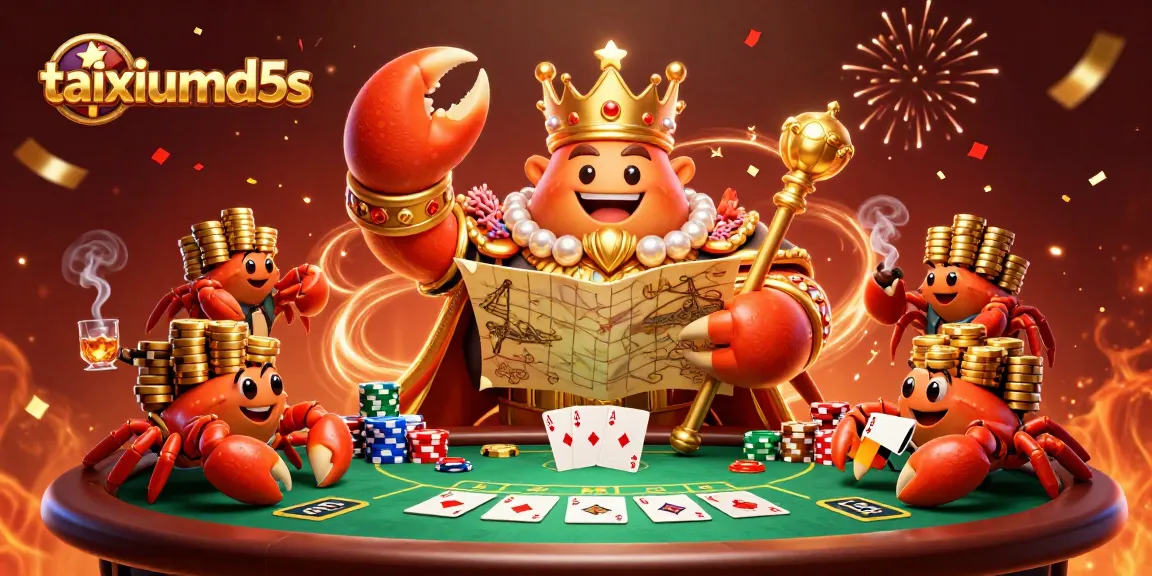 Engage in thrilling gameplay with taixiumd5s featuring a golden crab emperor and poker elements.