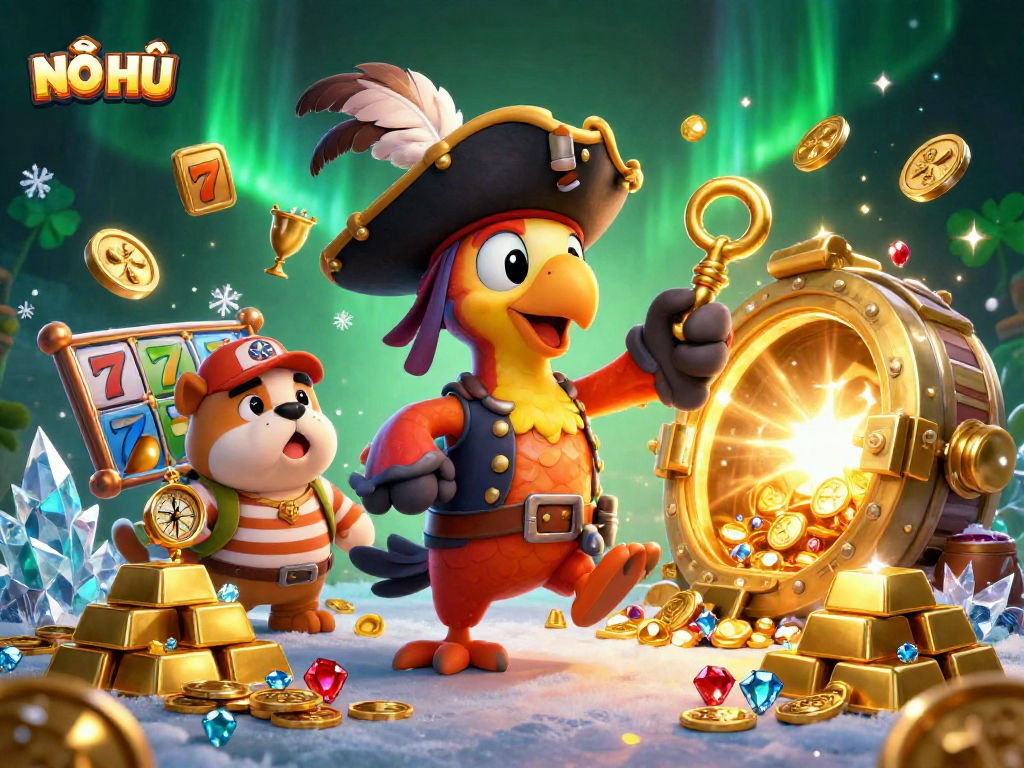 NỔ HŨ invites players to enjoy thrilling slot adventures with exciting jackpots and vibrant treasure scenes.