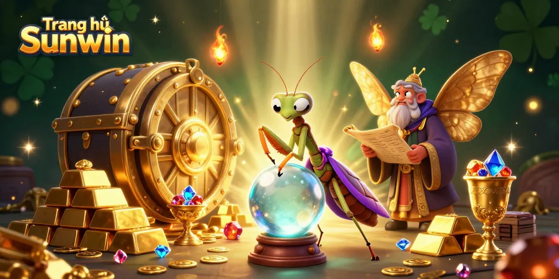 Experience the allure of gambling at Trang chủ Sunwin with dynamic characters and treasure-filled scene.