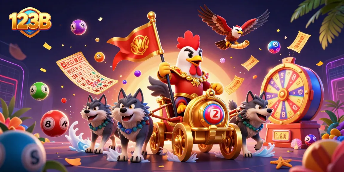 Win big with 123B in a vibrant lottery scene featuring festive gaming elements.