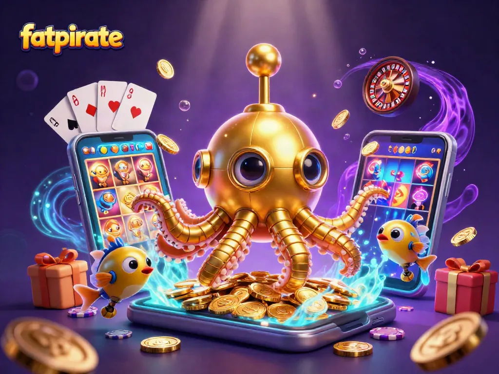 Experience the excitement of fatpirate as a golden kraken submarine searches for treasures amidst thrilling casino action.