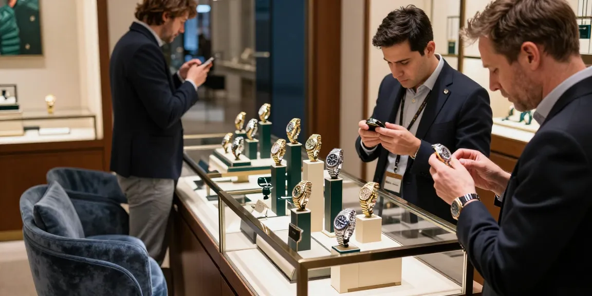 Showcasing Rolex super clone watches in a luxurious boutique, reflecting quality and craftsmanship.