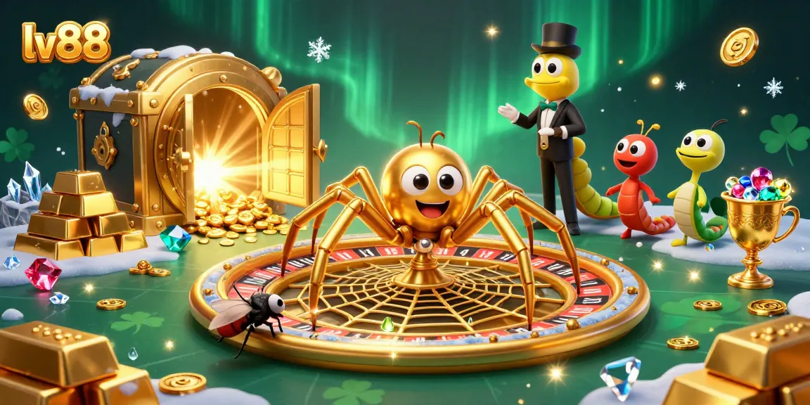 Experience exciting gaming at lv88 with a golden spider, roulette, and dazzling treasures.