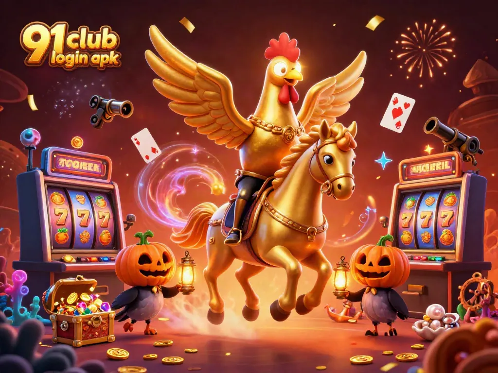 Engage with the 91 club login apk in a vibrant casino scene filled with animated gaming elements and celebration.