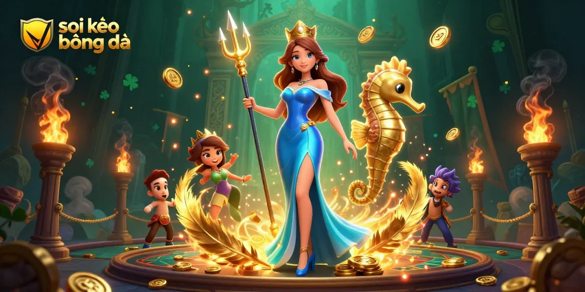 Simplified image description for soi kèo bóng đá analyzing the underwater sports betting scene featuring vibrant characters and engaging elements.