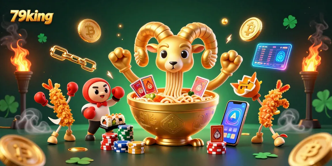 Engage with 79king's vibrant casino scene featuring colorful characters and crypto elements.