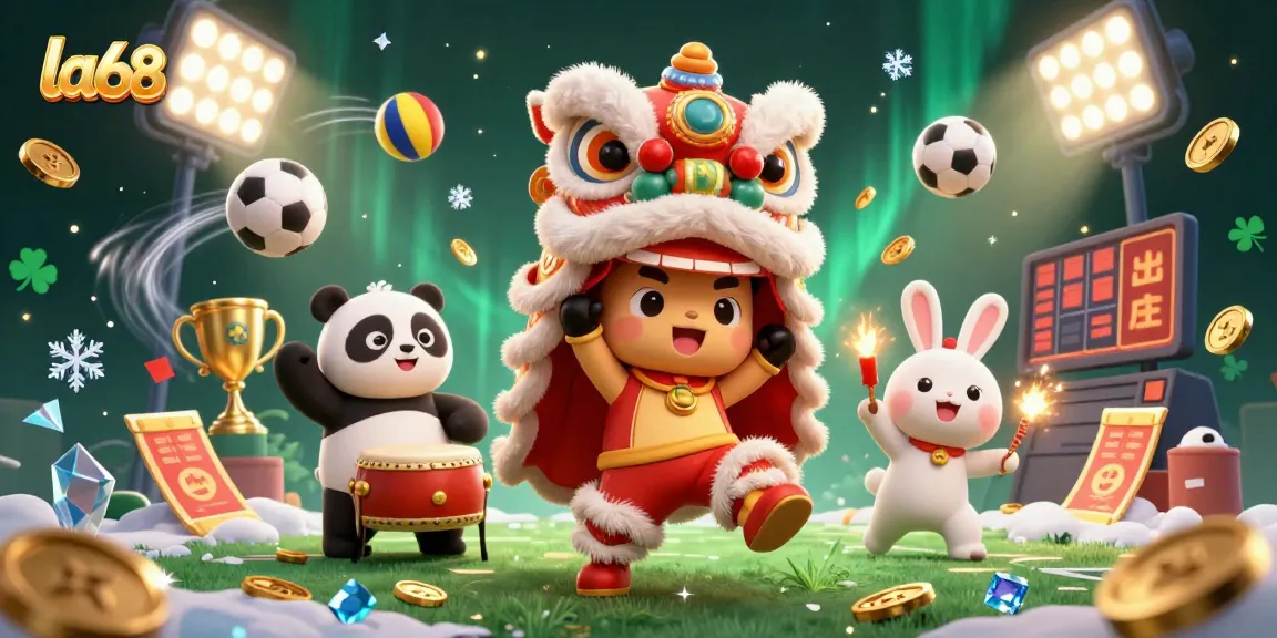 Engage with la68's thrilling casino atmosphere enhanced by festive characters and dynamic gaming elements.