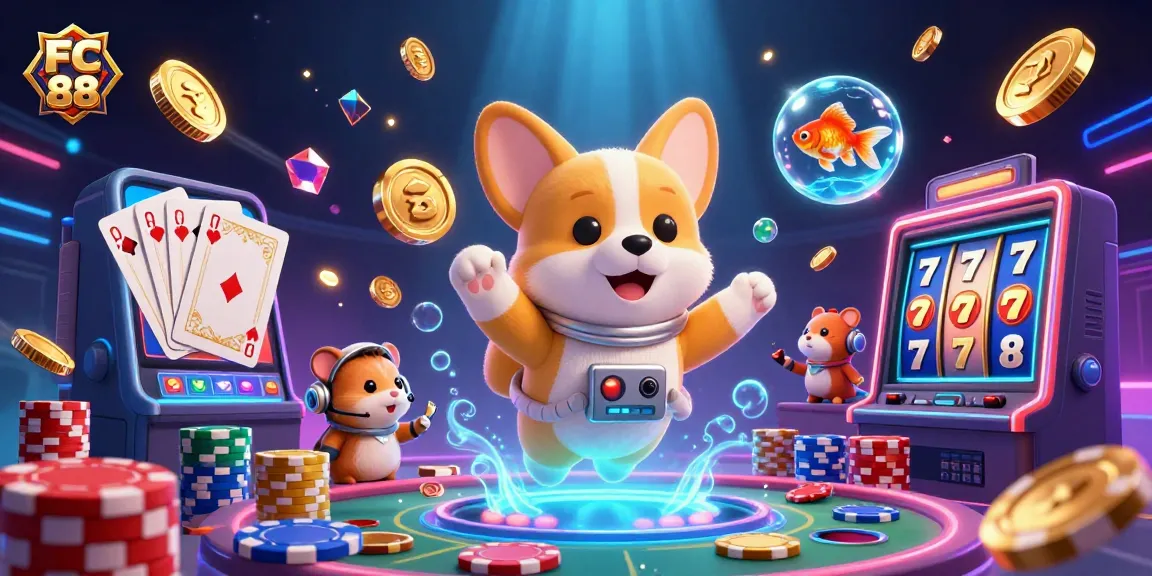 FC 88 showcases a space-themed casino scene with vibrant gaming elements for players.