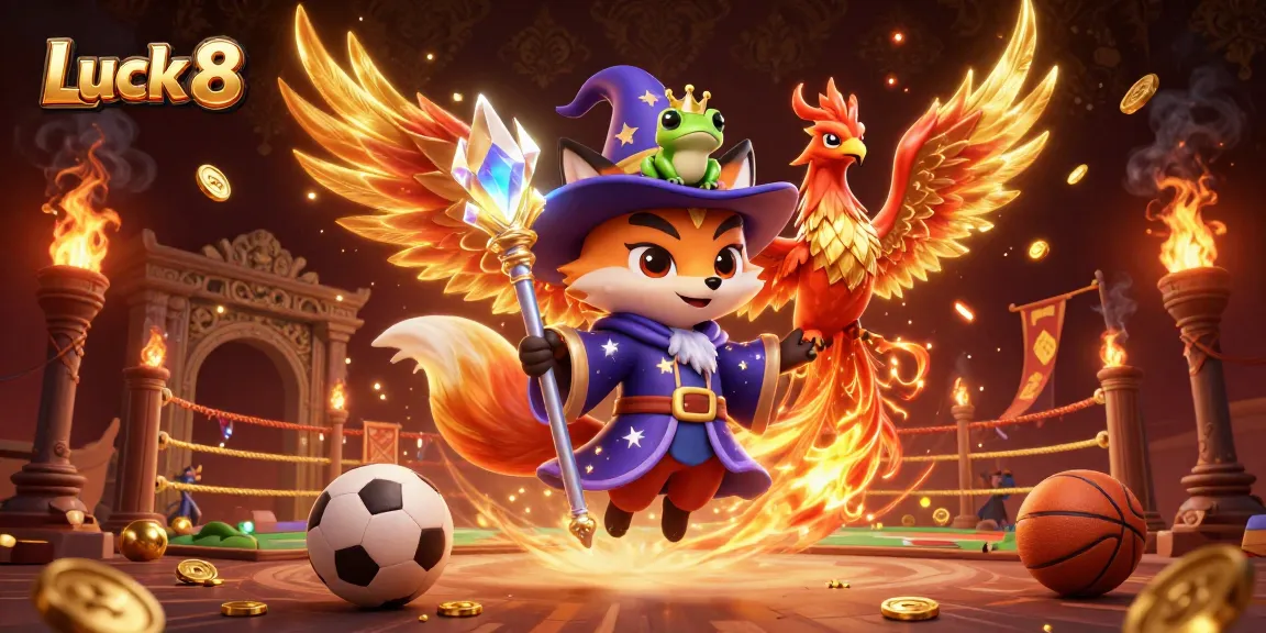Experience high-stakes action with Luck 8 in this vibrant 3D illustration, featuring captivating casino elements.