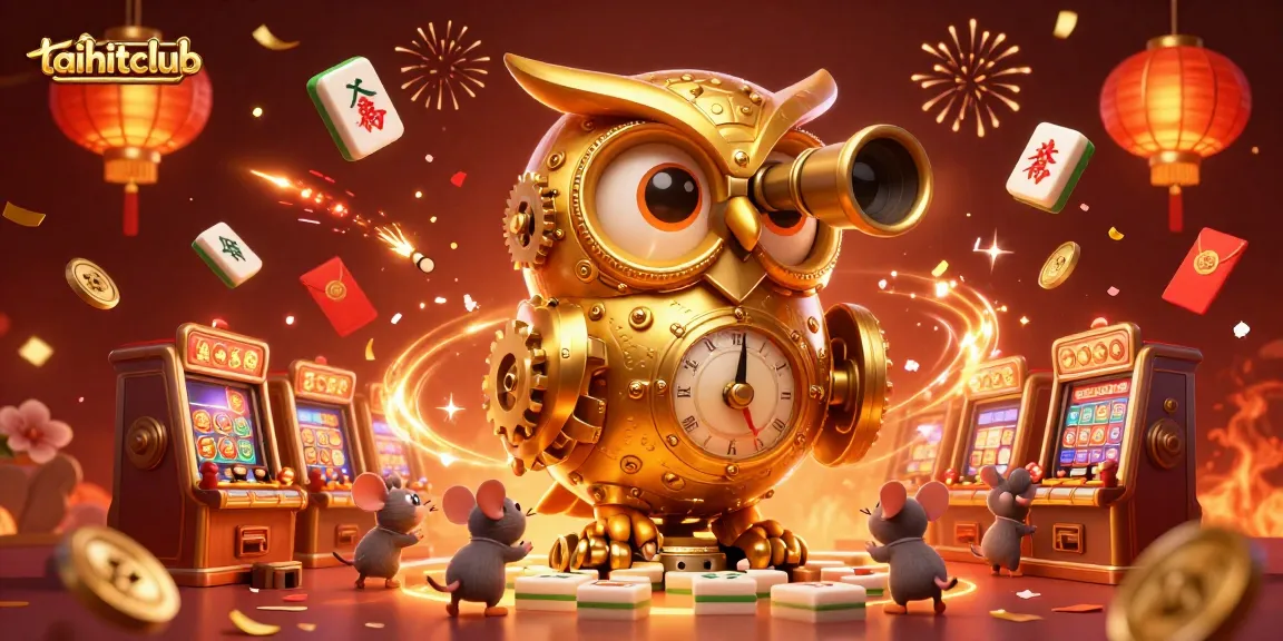 Experience the excitement of taihitclub with vibrant casino action featuring a clockwork owl and golden lanterns.